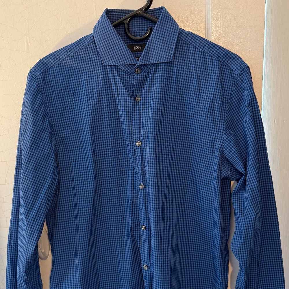 Boss | Blue & Black Check Dress Shirt